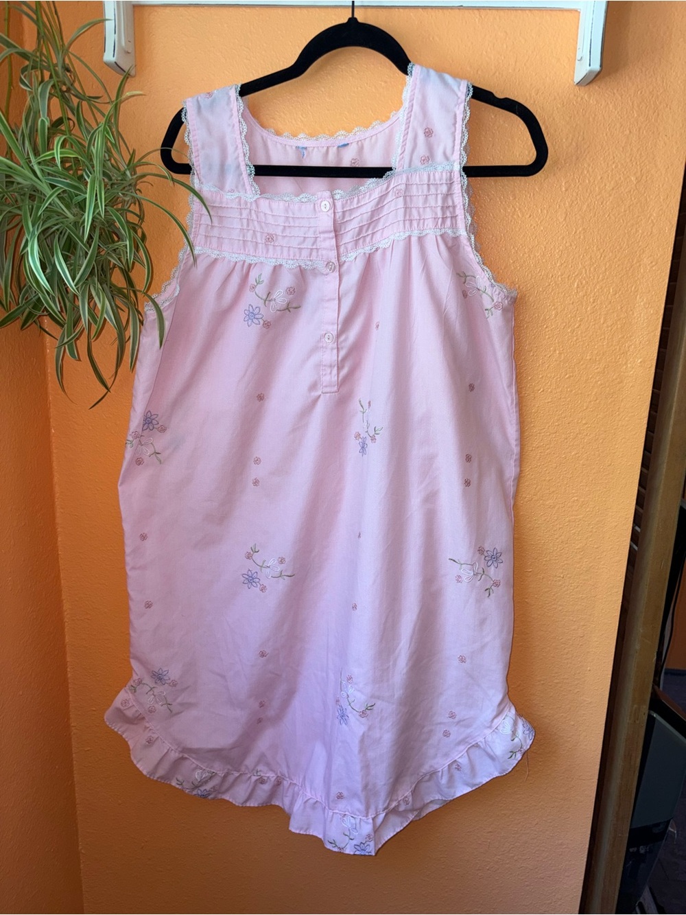 Unbranded Vintage Soft Pink Embroidered Cotton Nightie